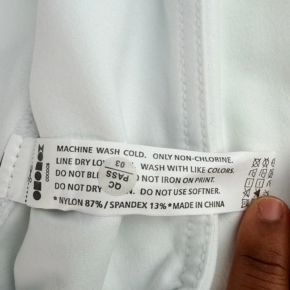 Ododos Womens High Waisted Yoga Biker Shorts with Pockets White Size Large NWT